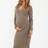 Sammy Knit Maternity Polo Dress (Mocha) | Ripe Maternity Canada