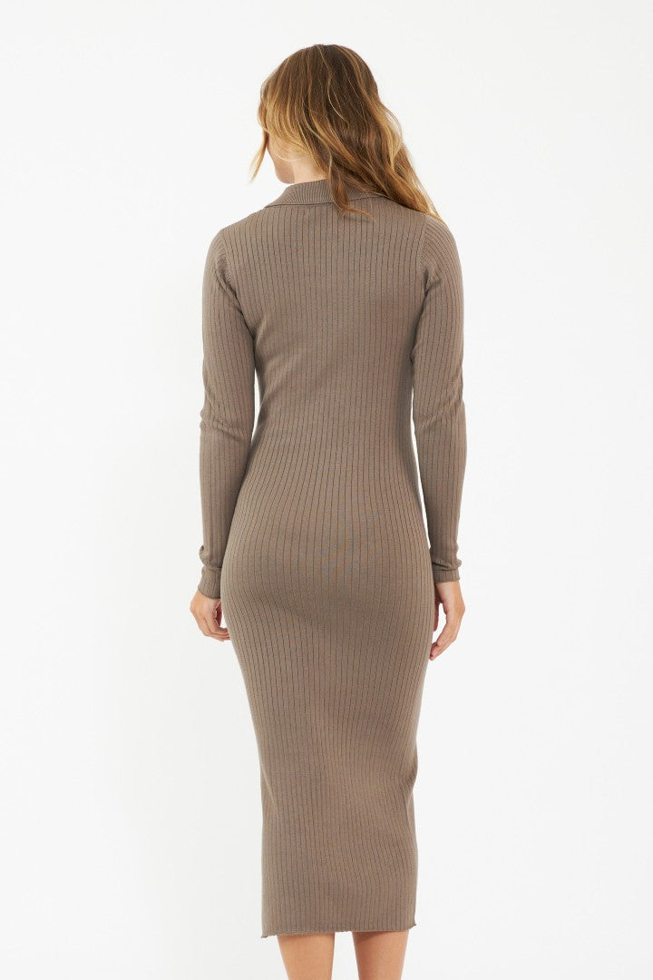 Sammy Knit Maternity Polo Dress (Mocha) | Ripe Maternity Canada