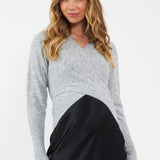 Willa Crop Maternity & Nursing Knit Sweater (Silver) | Ripe Maternity