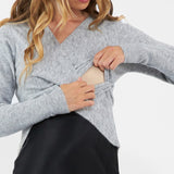 Willa Crop Maternity & Nursing Knit Sweater (Silver) | Ripe Maternity