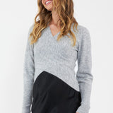 Willa Crop Maternity & Nursing Knit Sweater (Silver) | Ripe Maternity