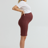 Maternity Ribbed Pencil Skirt (Rose Taupe) | CARRY