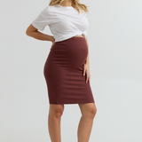 Maternity Ribbed Pencil Skirt (Rose Taupe) | CARRY