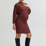 Maternity Ribbed Pencil Skirt (Rose Taupe) | CARRY