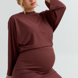 Maternity Ribbed Pencil Skirt (Rose Taupe) | CARRY