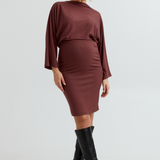 Maternity Ribbed Pencil Skirt (Rose Taupe) | CARRY