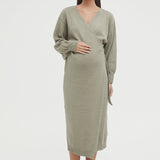 Knit Cotton Wrap Dress - Olive | Legoe Heritage | Maternity Dresses Canada