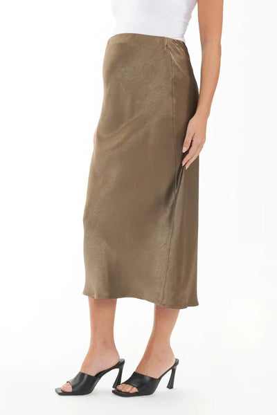Lexie Maternity Satin Skirt | Olive | Ripe Maternity | CARRY | Maternity Skirts Canada