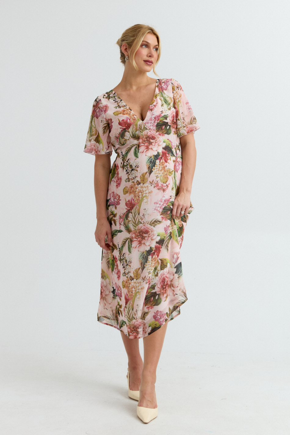 Lily Chiffon Maternity Evening Dress (Floral) | CARRY