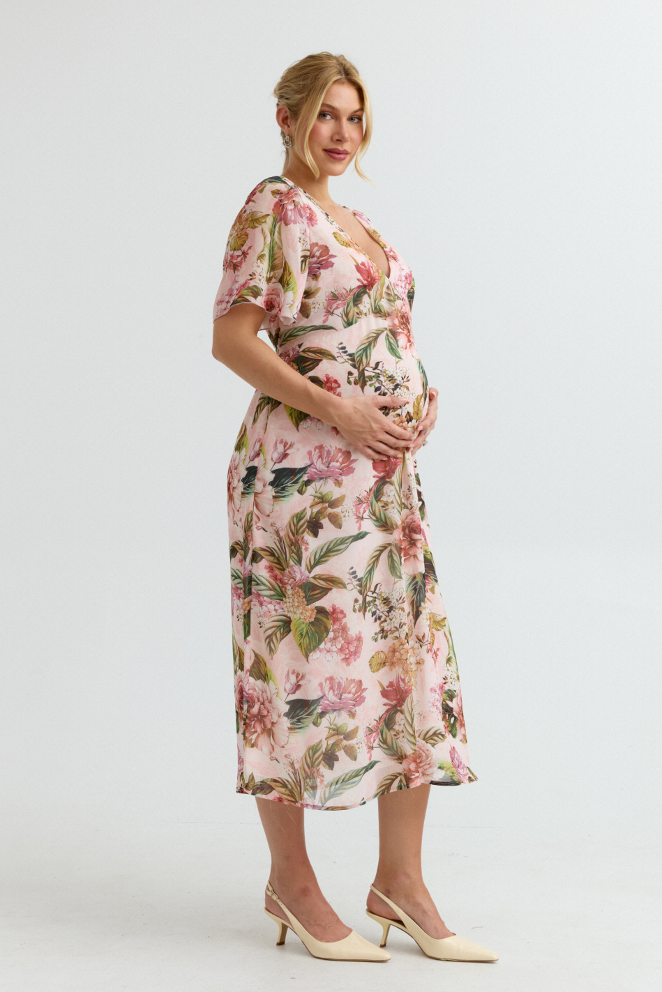 Lily Chiffon Maternity Evening Dress (Floral) | CARRY