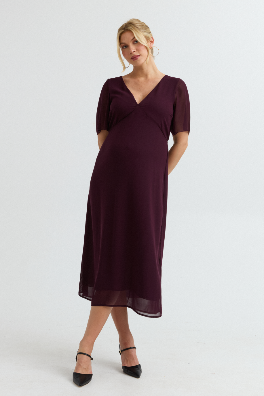 Lily Chiffon Maternity Evening Dress (Deep Violet) | CARRY