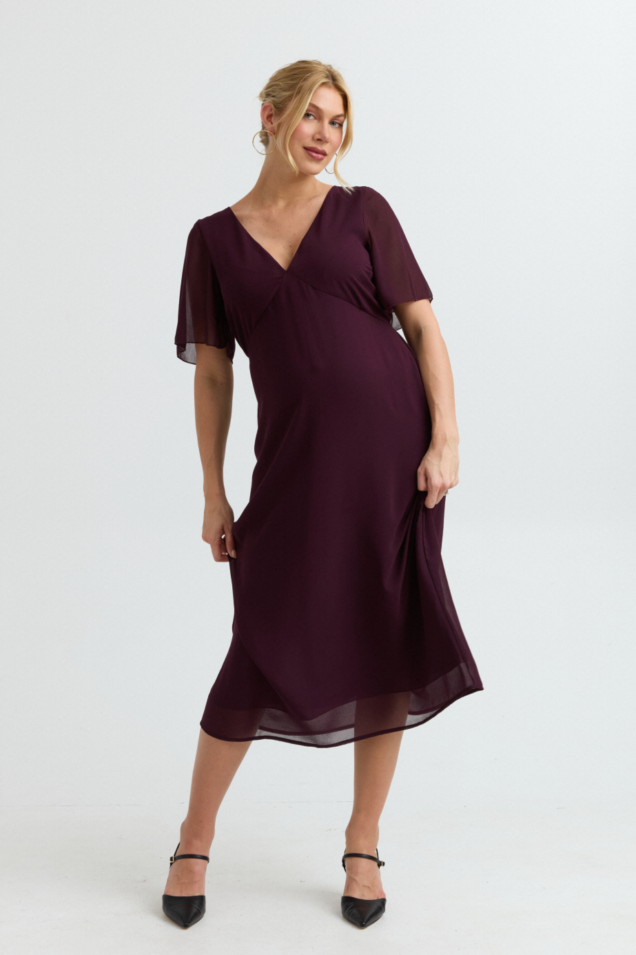 Lily Chiffon Maternity Evening Dress (Deep Violet) | CARRY