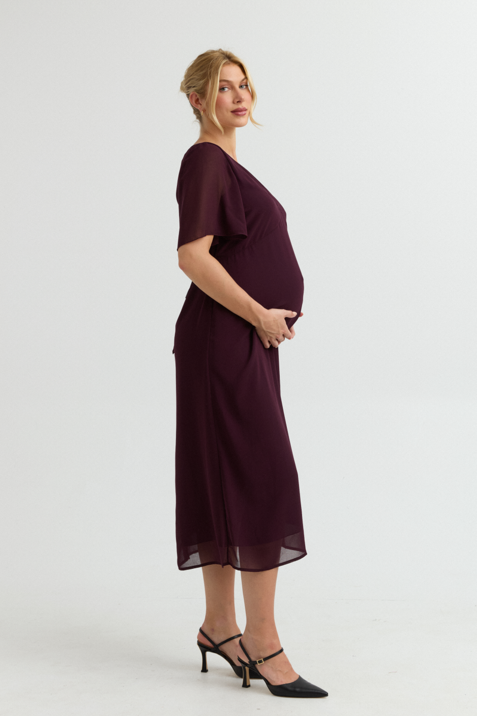 Lily Chiffon Maternity Evening Dress (Deep Violet) | CARRY