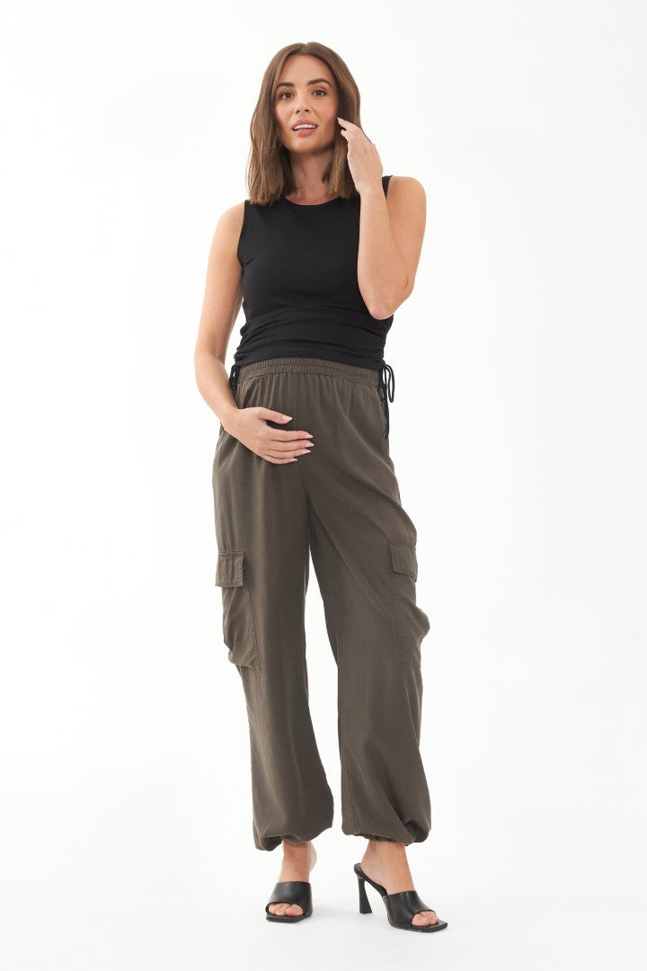 Oh Baby By Motherhood Solid Gray Tan Cargo Pants Size M (Maternity) - 56%  off