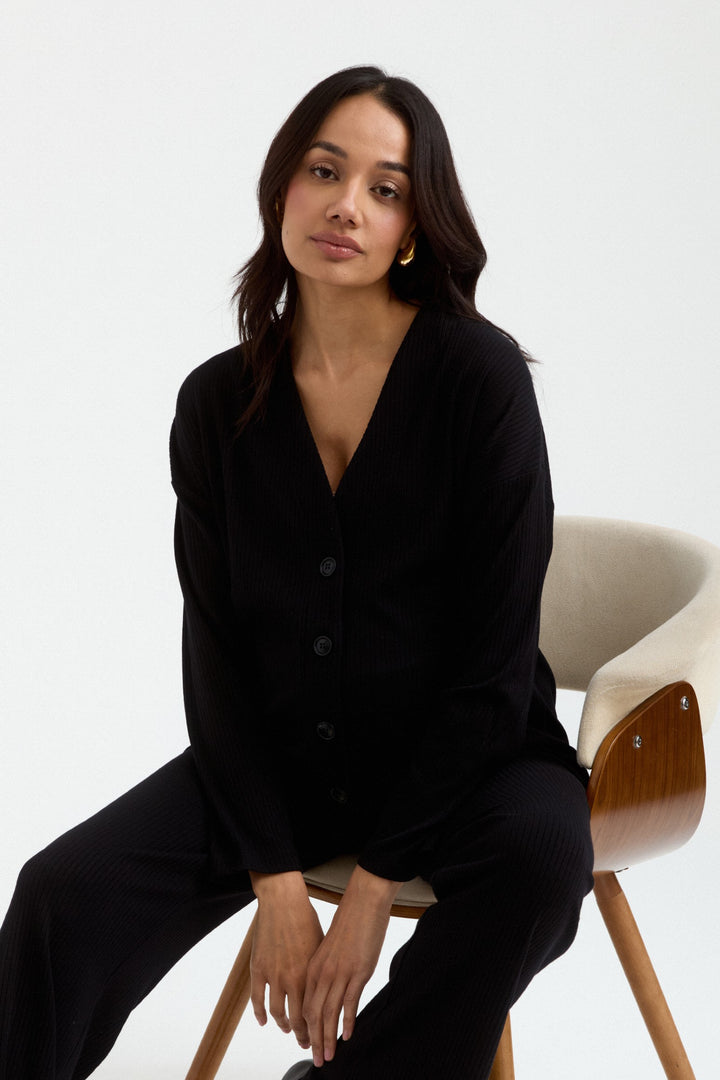Mackenzie Relaxed Cardigan - Black | CARRY | Maternity Jackets and Cardigans Canada