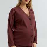 Maternity Ribbed Cardigan (Rose Taupe) | CARRY