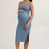 Maeve Maternity and Nursing Ribbed Tank Dress (Sky Blue) | CARRY