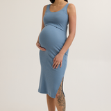 Maeve Maternity and Nursing Ribbed Tank Dress (Sky Blue) | CARRY