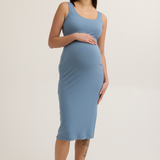 Maeve Maternity and Nursing Ribbed Tank Dress (Sky Blue) | CARRY