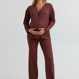 Maternity Ribbed Cardigan (Rose Taupe) | CARRY