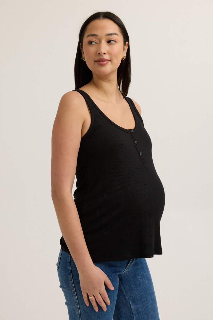 Soft Modal Maternity & Nursing Tank Top (Black) | CARRY