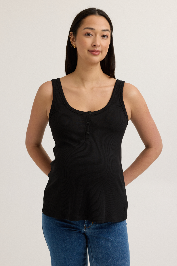 Soft Modal Maternity & Nursing Tank Top (Black) | CARRY