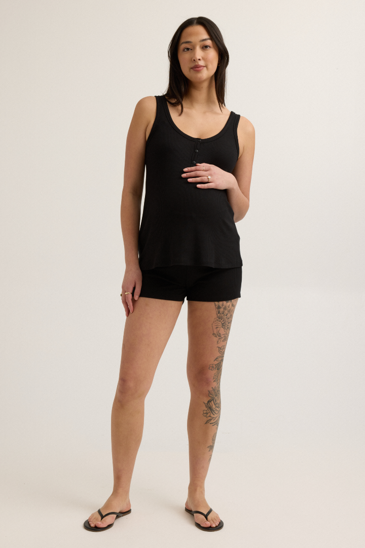 Soft Modal Rib Maternity Short (Black) | CARRY