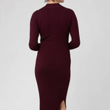 Nella Rib Nursing Knit Dress - Maroon | Ripe Maternity | CARRY | Maternity and Nursing Dresses Canada