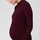 Nella Rib Nursing Knit Dress - Maroon | Ripe Maternity | CARRY | Maternity and Nursing Dresses Canada