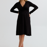 Olivia Soft Maternity Wrap Dress (Black) | CARRY