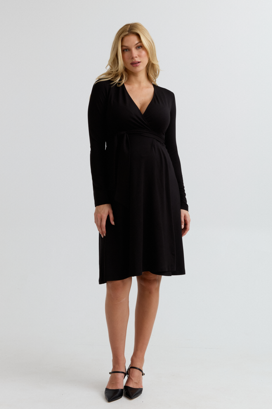 Olivia Soft Maternity Wrap Dress (Black) | CARRY