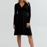 Olivia Soft Maternity Wrap Dress (Black) | CARRY