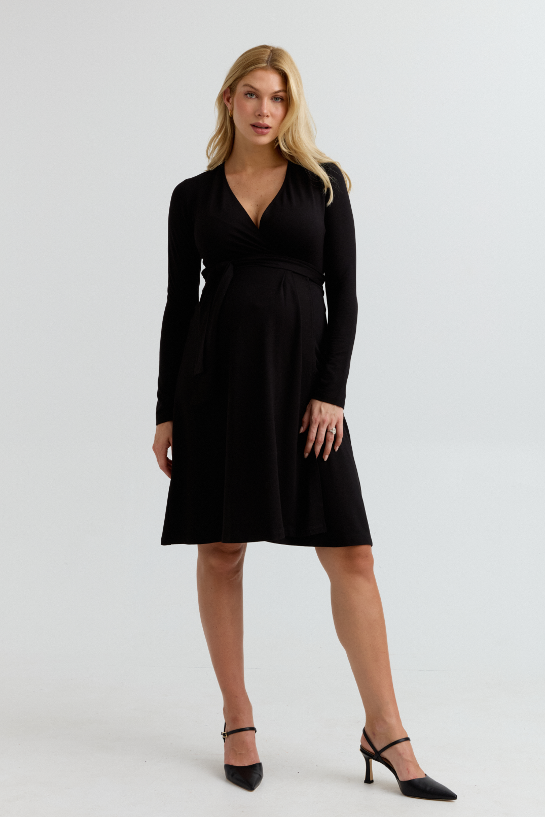 Olivia Soft Maternity Wrap Dress (Black) | CARRY