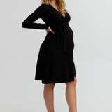 Olivia Soft Maternity Wrap Dress (Black) | CARRY