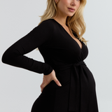 Olivia Soft Maternity Wrap Dress (Black) | CARRY