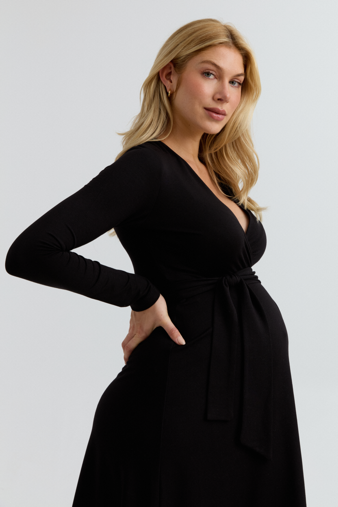 Olivia Soft Maternity Wrap Dress (Black) | CARRY