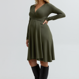 Olivia Soft Maternity Wrap Dress (Khaki) | CARRY