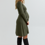 Olivia Soft Maternity Wrap Dress (Khaki) | CARRY