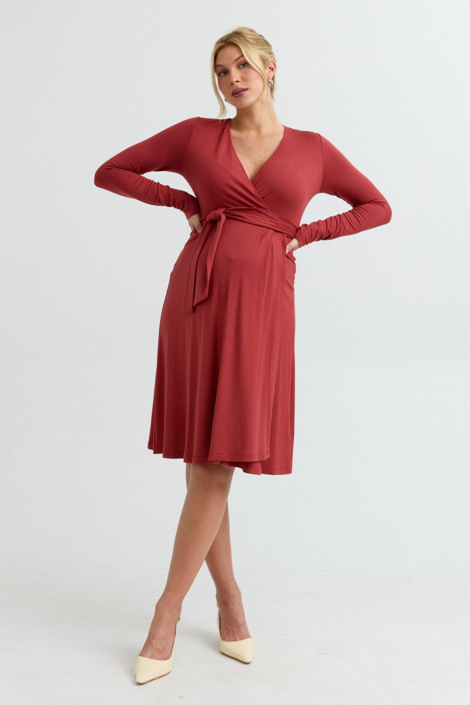 Soft Maternity Wrap Dress (Spice) | CARRY