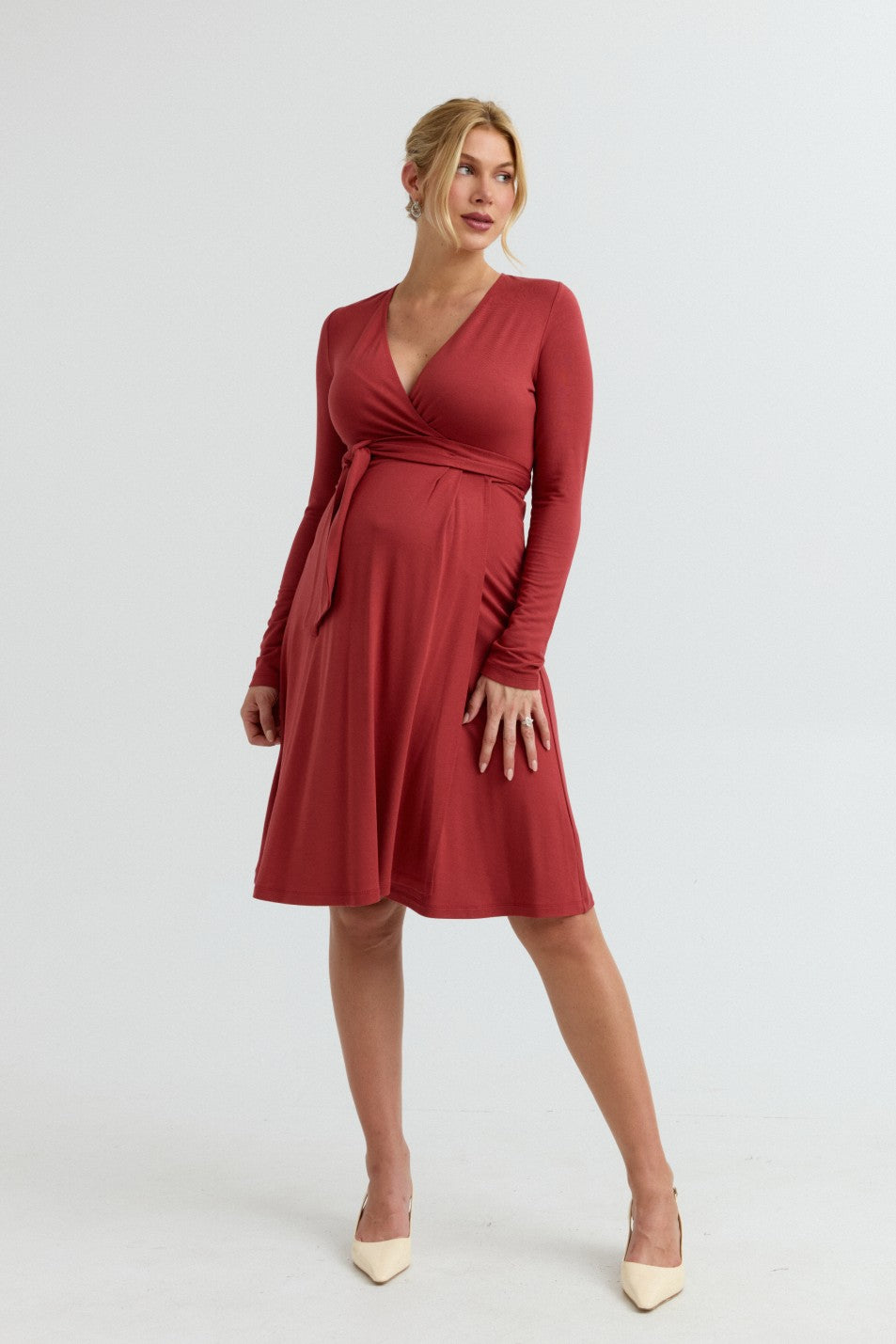 Soft Maternity Wrap Dress (Spice) | CARRY