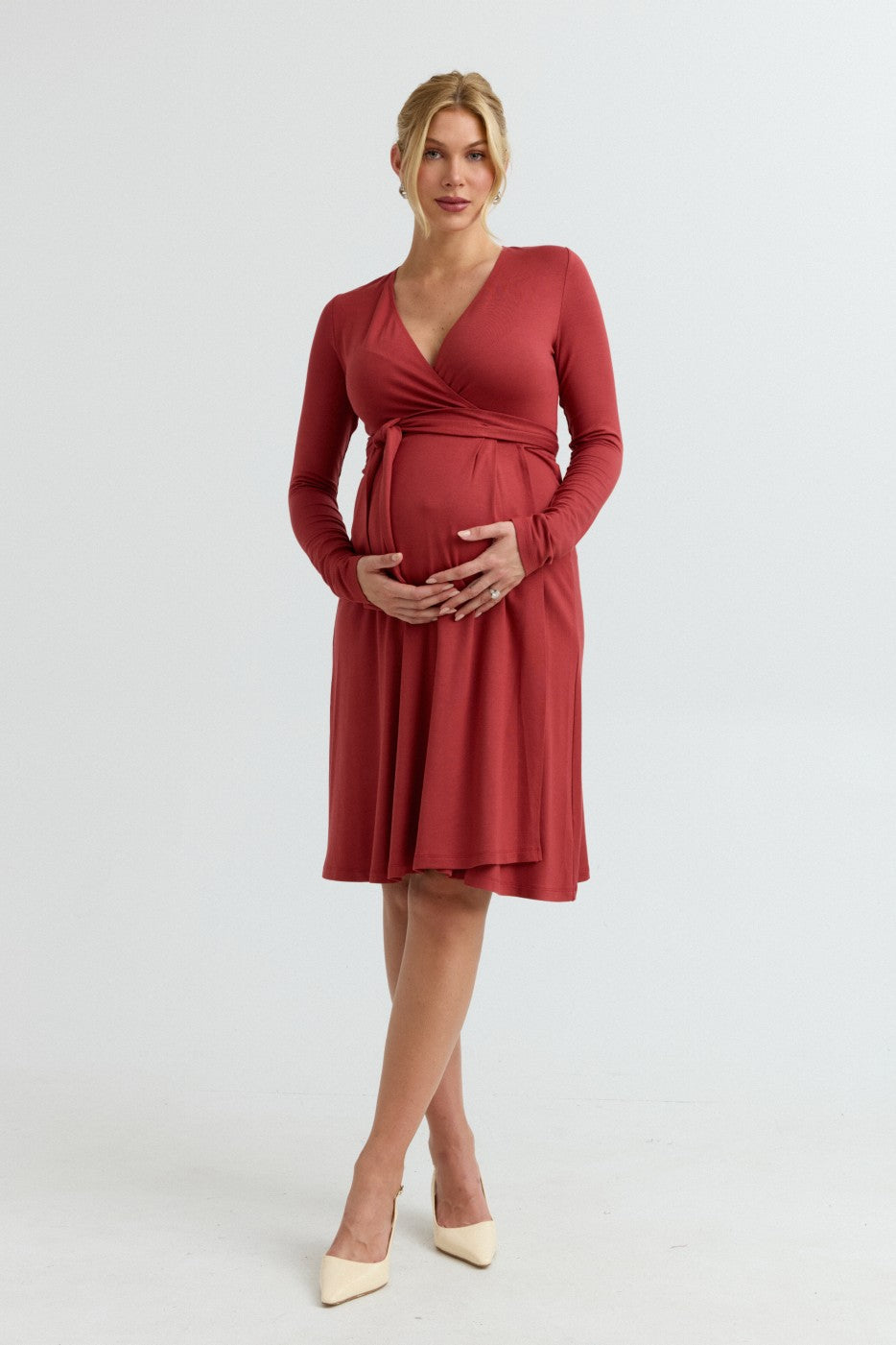 Soft Maternity Wrap Dress (Spice) | CARRY