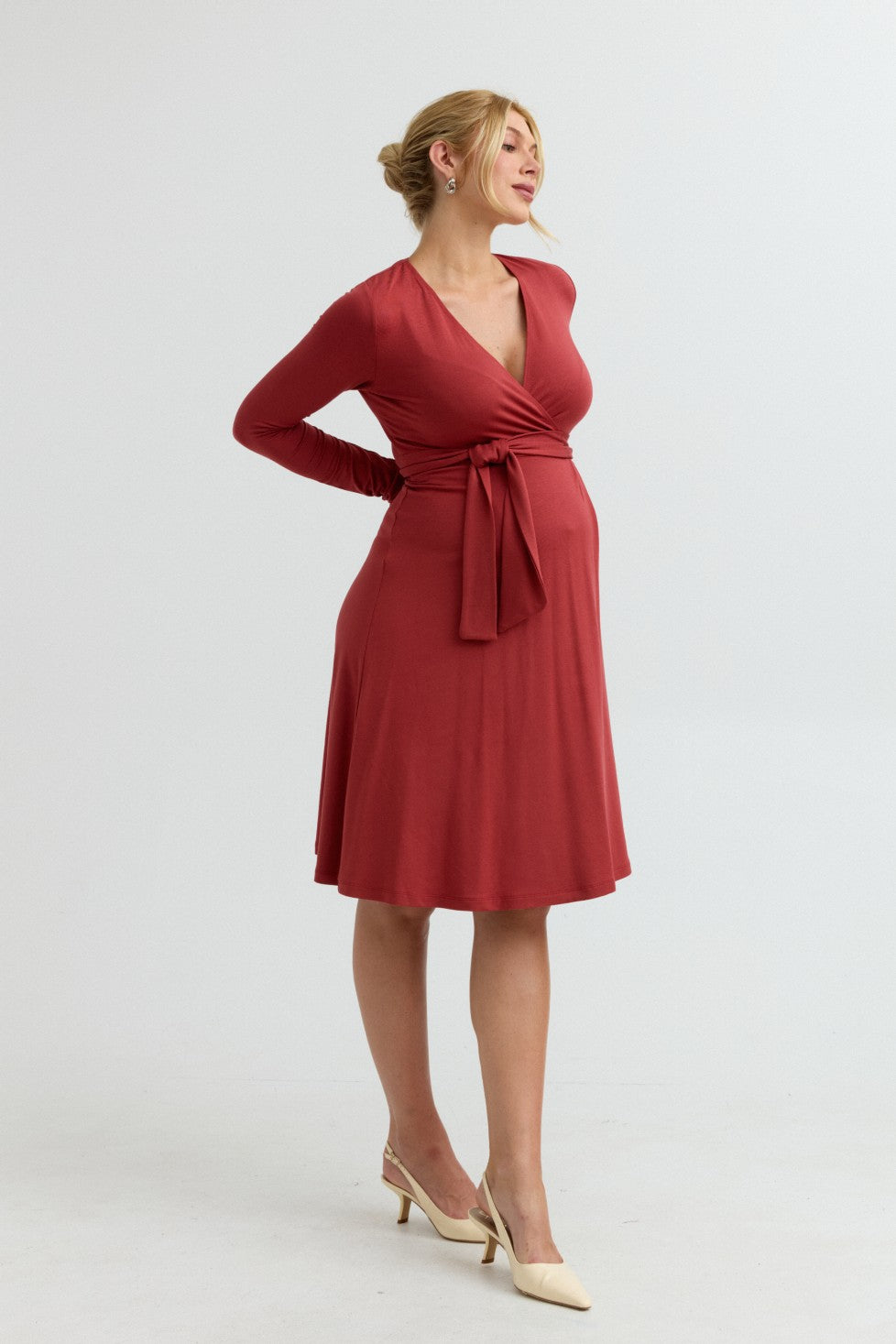 Soft Maternity Wrap Dress (Spice) | CARRY