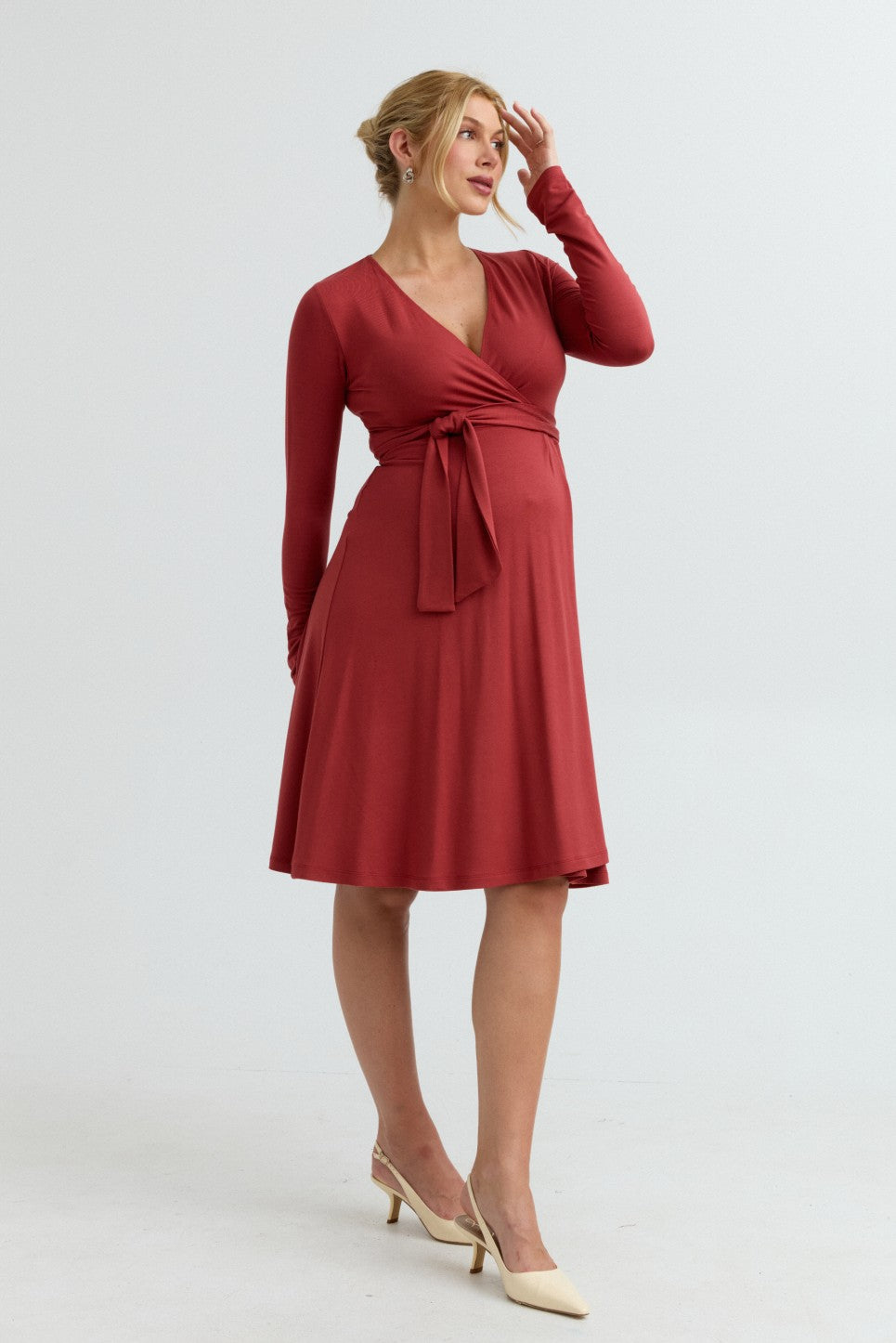 Soft Maternity Wrap Dress (Spice) | CARRY