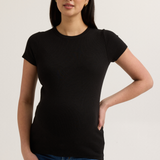 Soft Rib Maternity Short Sleeve Tee (Black) | CARRY