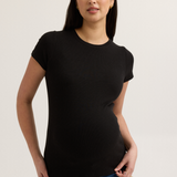 Soft Rib Maternity Short Sleeve Tee (Black) | CARRY Canada