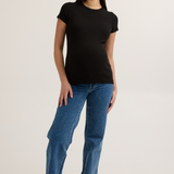 Soft Rib Maternity Short Sleeve Tee (Black) | CARRY Canada