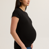 Soft Rib Maternity Short Sleeve Tee (Black) | CARRY