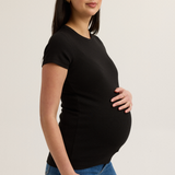 Soft Rib Maternity Short Sleeve Tee (Black) | CARRY