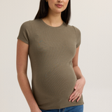 Soft Rib Maternity Short Sleeve Tee (Khaki Green) | CARRY Canada