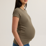 Soft Rib Maternity Short Sleeve Tee (Khaki Green) | CARRY